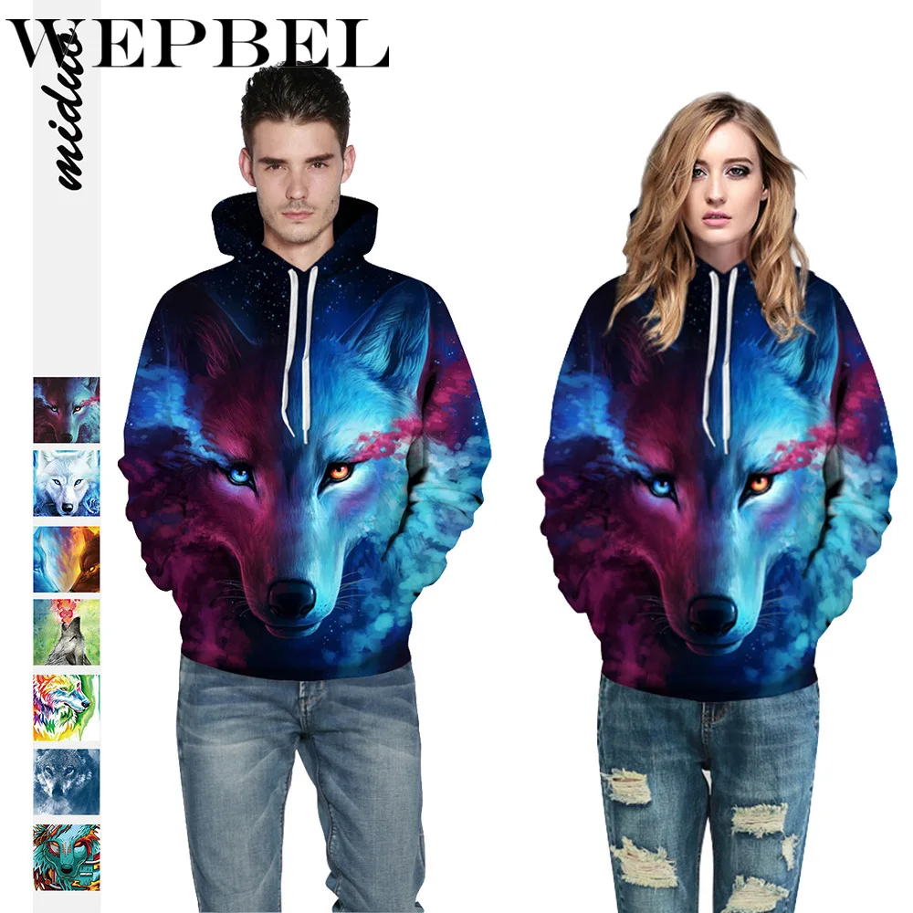WEPBEL/Рождественские толстовки для пары; пуловер для женщин; Рождественский свитер с волком; мужские зимние толстовки; повседневный черный спортивный костюм; одежда для вечеринок