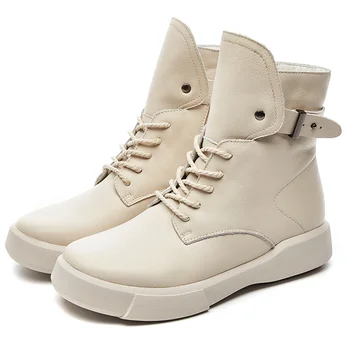

Autumn Winter Genuine Leather Women's Boots New High-top Warm Martin Boots 2019 Fashion Comfortable Zipper Design Casual Booties