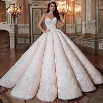 

Traugel Luxury Sweetheart A Line Lace Wedding Dresses Applique Beadings Lace Up Bride Dresses Sweep Train Bridal Gowns Plus Size