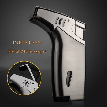 

Outdoor Windproof Straight Torch Lighter Metal Inflatable Jet Gas Lighters Refillable Butane Petrol Cigarette Lighter for Cigar