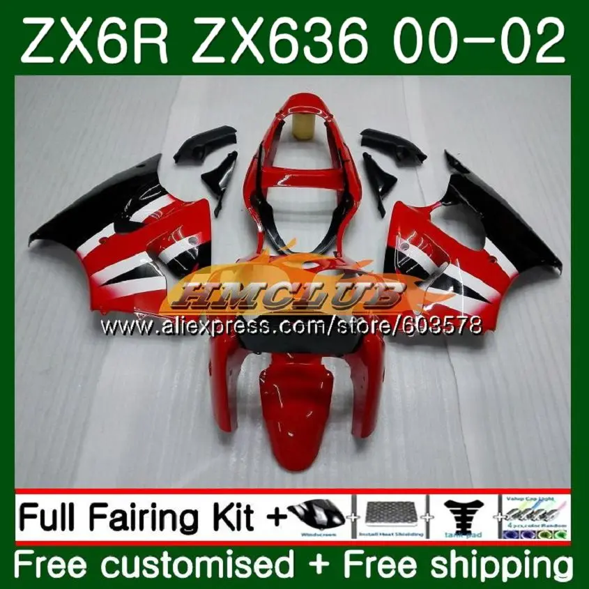 Корпус для KAWASAKI ZX-636 ZX 6 R ZX636 ZX6R 00 01 02 106CL. 21 фабрики "Красный ZX 636 600CC ZX-6R ZX600 ZX 6R 2000 2001 2002 обтекатель - Цвет: No. 1