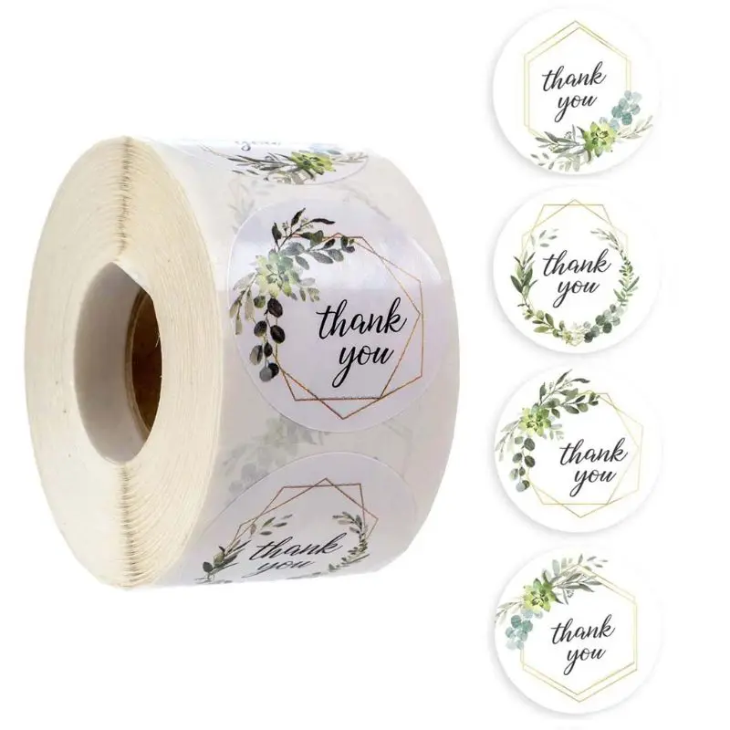 

500pcs/roll 4 Styles Vegetation Thank You Stickers for Christmas Scrapbooking