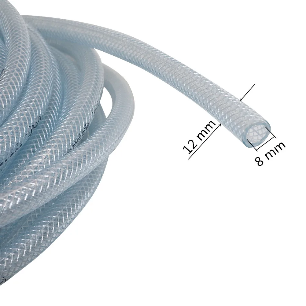 Plumbing Hose 1m 8/12mm PVC Braid Reinforced Aquarium Fish Tank Irrigation