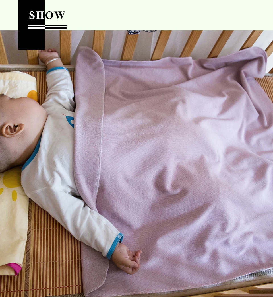 Детское хлопковое однотонное зимнее одеяло, мягкое теплое детское постельное белье, пеленка для новорожденных, вязаная спальная накидка, аксессуары для малышей