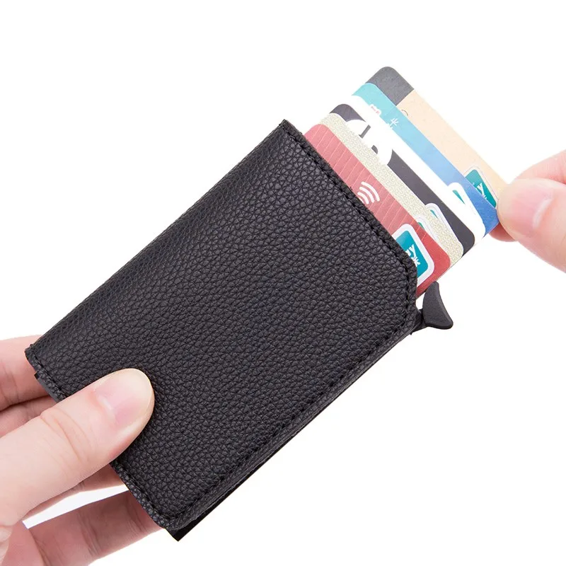Смарт-кошелек Бизнес-держатель для карт Hasp Rfid всплывающее портмоне Алюминиевый металлический кредитный бизнес мини карточный кошелек дропшиппинг для мужчин и женщин