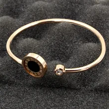 Модный вращающийся черно-белый Римский цифровой двойной браслет титановая сталь кристаллы браслет для женщин ювелирный браслет браслеты