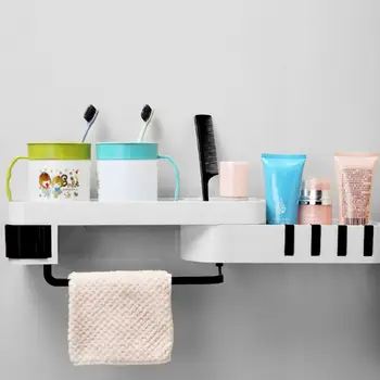 

Kitchen Rotating Wall Shelves Bathroom Corner Shelf Wall Mounted Hole Free Storage Rack Towel Bar Bathrobe Hooks Home Hotel