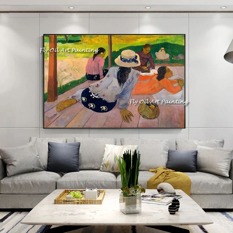 

The Hand Paited Picnic Paul Gauguin Modern Oil Painting Abstract Woman Man Corridor Porch Wall Art Adult Decor Happy Holiday