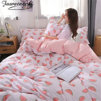 

Fuwatacchi 3/4pcs Nordic Comforter Bedding Sets Striped King Size Bed Sheets And Pillowcases for Pink Home Bed Duvet Cover Set