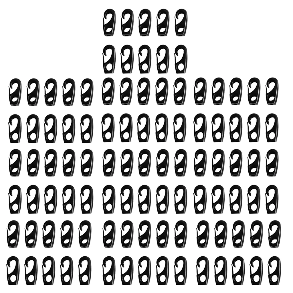 100 Pcs Plastic Bungee Shock Cord Hook Snap Hooks for 7mm Elastic Rope Strapping Tape, Strong