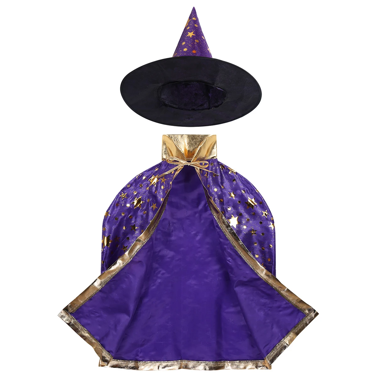 Детские костюмы для Хэллоуина, наряд, ведьма колдун, накидка, накидка с острым капюшоном, комплект одежды для мальчиков и девочек, косплей, вечерние платья - Цвет: Purple