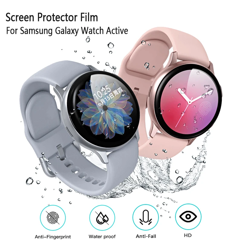 Protector de pantalla de borde curvo, película suave para reloj inteligente Samsung Active 2, 44mm, 40mm, cubierta completa, no cristal templado