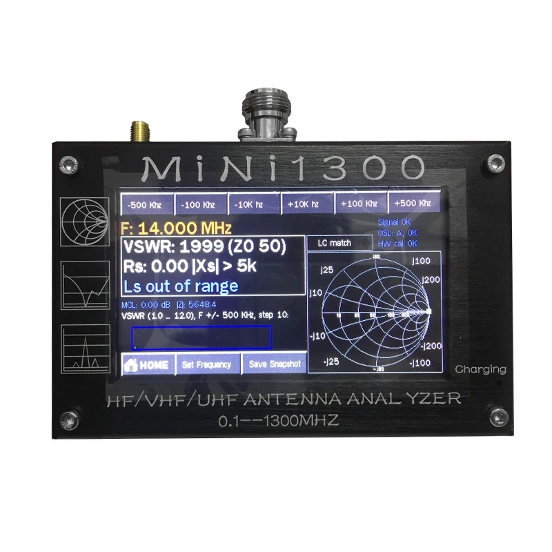 

New Mini1300 4.3 Inch Digital Display Touching Screen TFT LCD 0.1-1300MHz HF VHF UHF ANT SWR Antenna Analyzer Meter