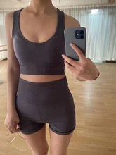 Gym Leggings Sportswear Crop-Top Yoga-Set Fitness Workout Seamless Long-Sleeve High-Waist