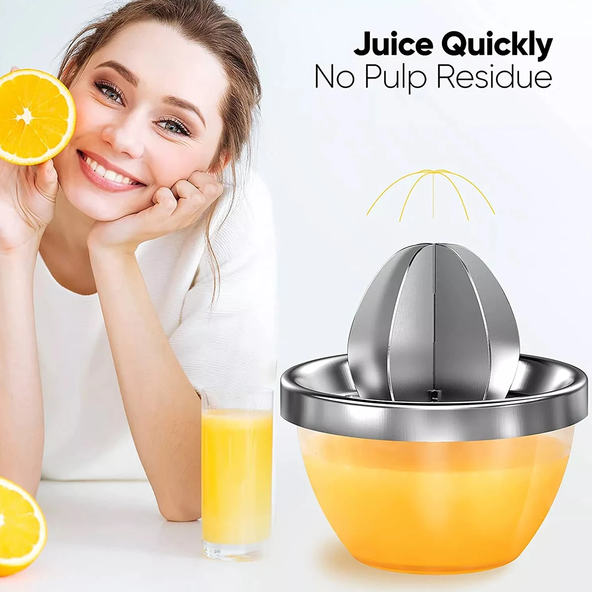 Lemon Squeezer Stainless Steel Manual Juicer Hand Squeezer Bowl and