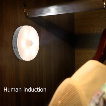 

3 Modes Mini Round Night Light LED Body Induction USB Lamp for Hallway Pathway Energy Saving Mini Lamp Bedroom Lighting