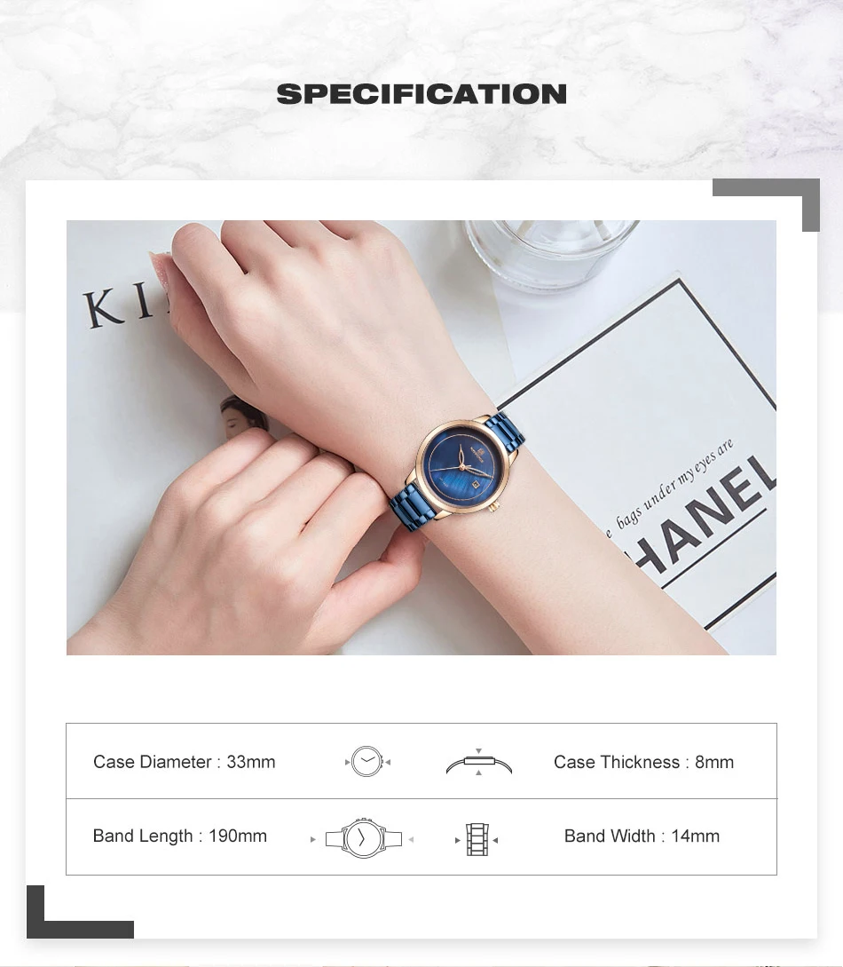 NAVIFORCE синие кварцевые женские часы лучший бренд Роскошные наручные часы Женская мода оболочки циферблат наручные часы с отметкой даты леди подарок часы