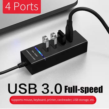 

4-Port USB 3.0 Hub Long Cable 12/48-inch with Micro USB Charging Port Fast Data Transfer USB Hub Extender Extension Connector