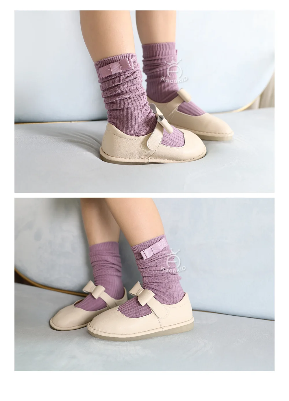 Spring New Style Children's Socks Girls Monochrome Vertical Striped Tube Socks Baby Bow Cotton Socks Dance Pantyhose Princess So