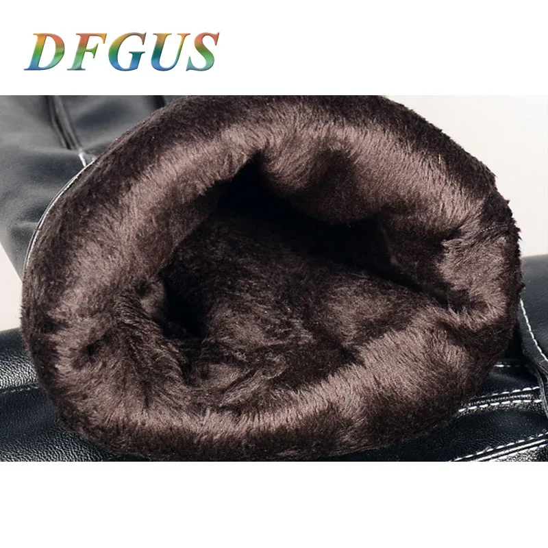 Men Fashion Winter Faux Leather Motorcycle Full Finger Touch Screen Warm Gloves