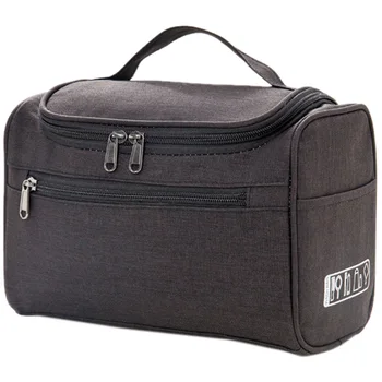 

Cosmetic Bag Double Zipper Women Cosmetic Case Travel Organizer Portable Beautician Ladies Makeup Bag Black