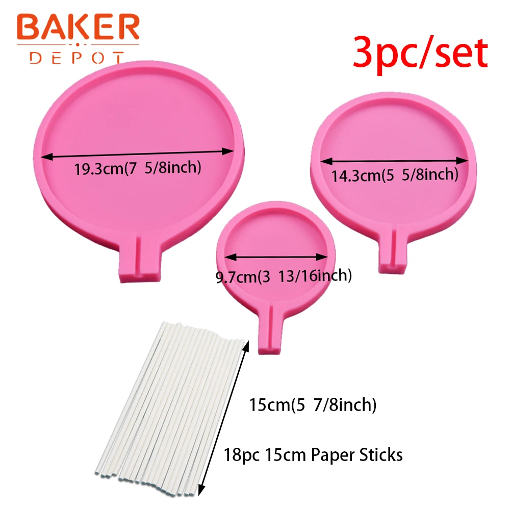CDY-464-set BAKER DEPOT, силиконовая форма для леденцов, 3D, шоколадные конфеты, леденцы, форма, круглый торт, Кондитерские украшения, инструмент, сделай сам, на день рождения, свадьбу - Цвет: CDY-464-set
