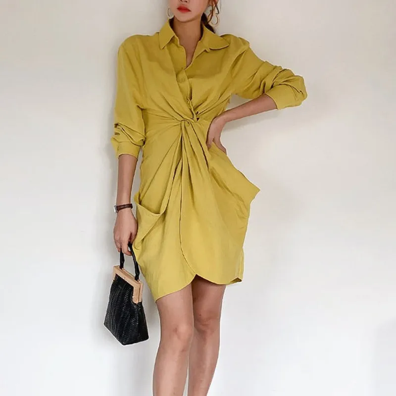 Женское платье рубашка с отложным воротником ZAWFL сексуальное мини пляжное