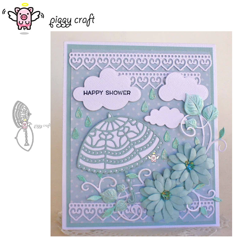 

Piggy Craft metal cutting dies cut die mold Lace flower umbrella Scrapbook paper craft knife mould blade punch stencils dies