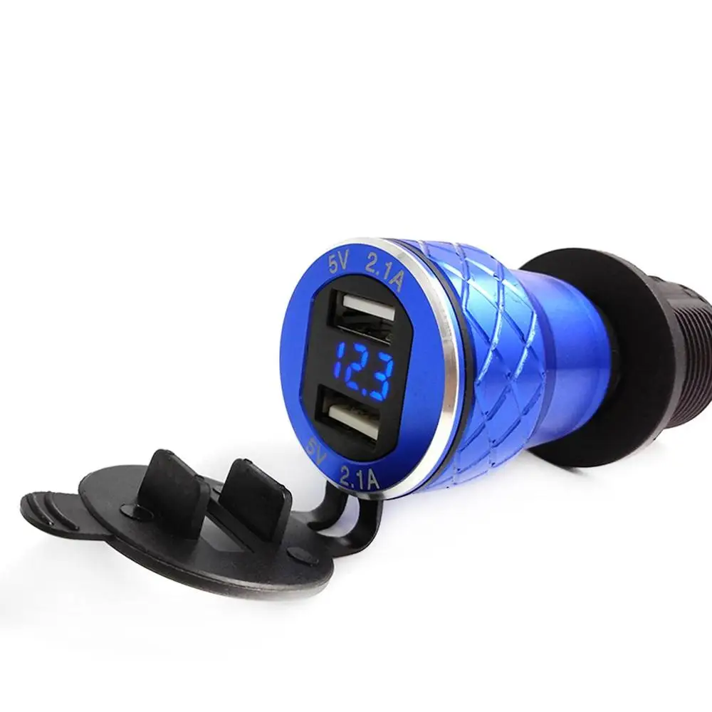 B4 blue light Автомобильный 4.2A двойной USB адаптер питания розетка зарядное устройство с светодиодный дисплей Мотоцикл вольтметр измеритель напряжения - Цвет: B4 blue light