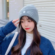 Chapeau tricoté en laine et soie pour garder la chaleur, chapeau à oreilles de chat mignon, assorti, doux et froid, brillant, automne et hiver 