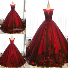 Модное Дизайнерское черное и красное бальное платье, платья для выпускного вечера, тюлевые кружевные аппликации, Платья для особых случаев