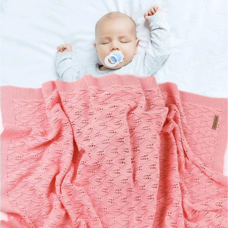 Baby knitting leaves design kids hollow blanket cotton stroller blankets quilt cover pour bebes couverture Bedding accessories | Мать и
