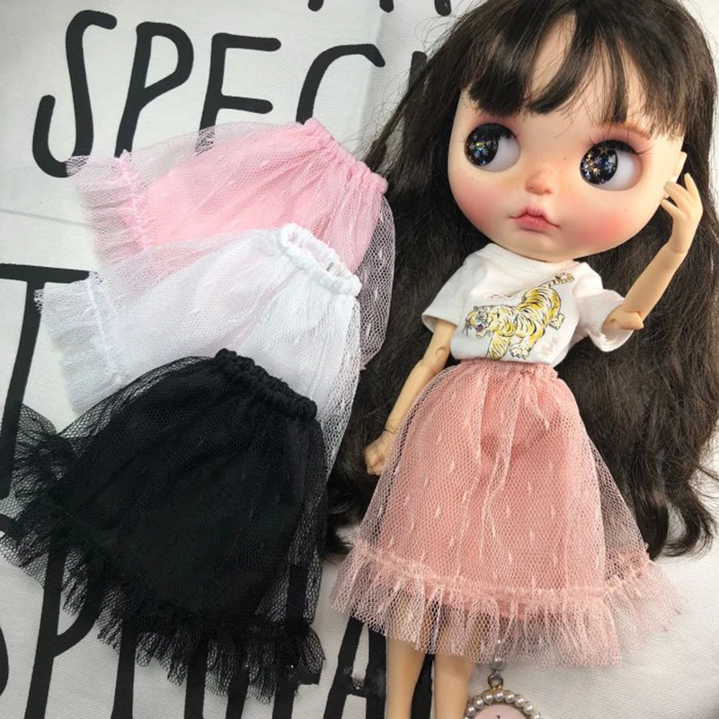 1 шт. черная белая розовая сетчатая юбка Одежда для кукол Blyth ob24 azone kurhn Barbie 1/6