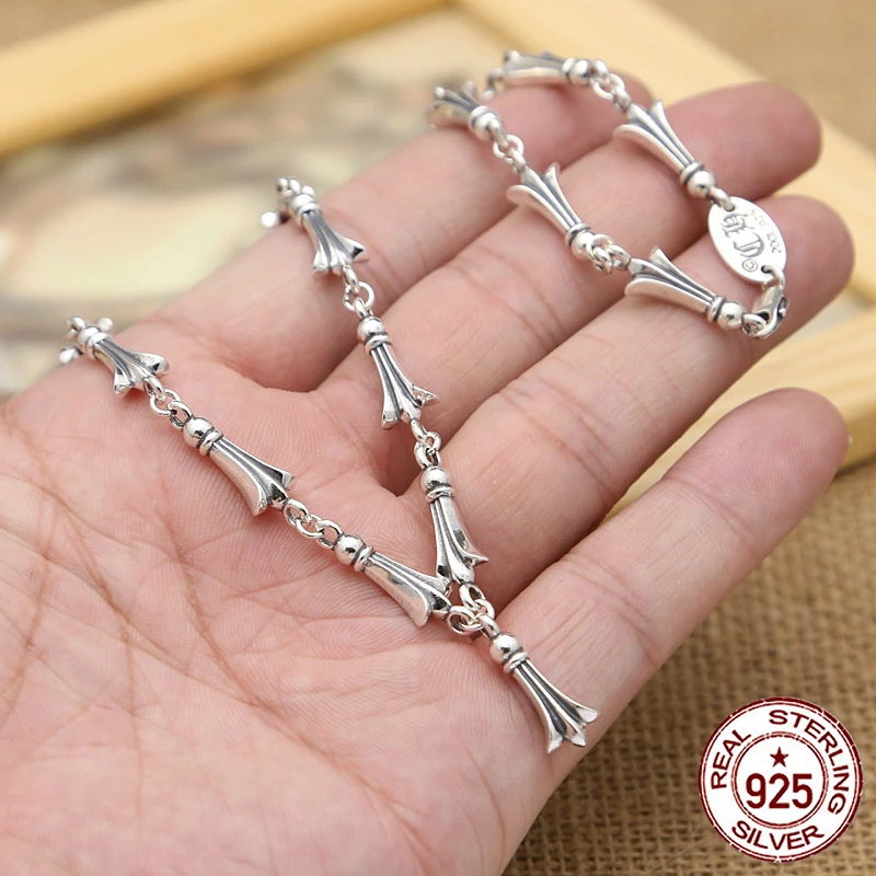 

S925 sterling silver men's necklace personality fashion classic jewelry punk style cross tail shape 2018 new gift to send lover