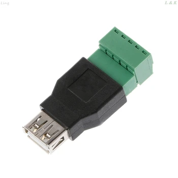 

USB 2.0 Type A Male/Female to 5P Screw w/ Shield Terminal Plug Adapter Connector