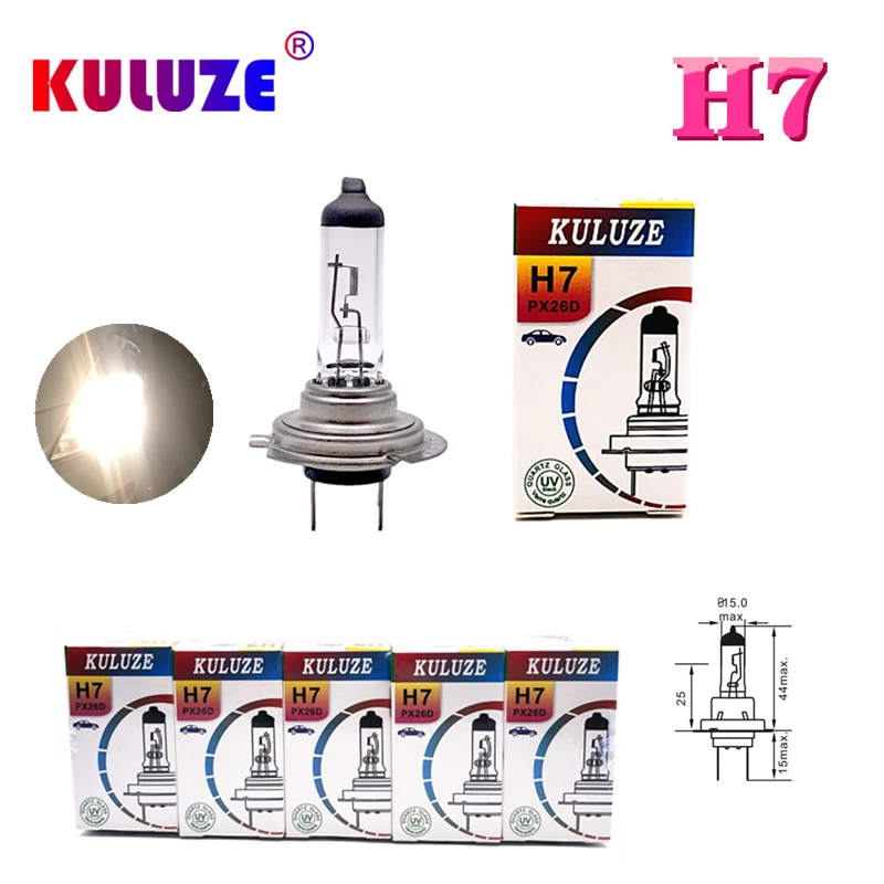 

50pcs H7 12V Light Standard Lamp 3200K Px26d Clear Quartz Glass Headlight Auto Fog Lamp 55W 100W Car Halogen Headlamp Bulb