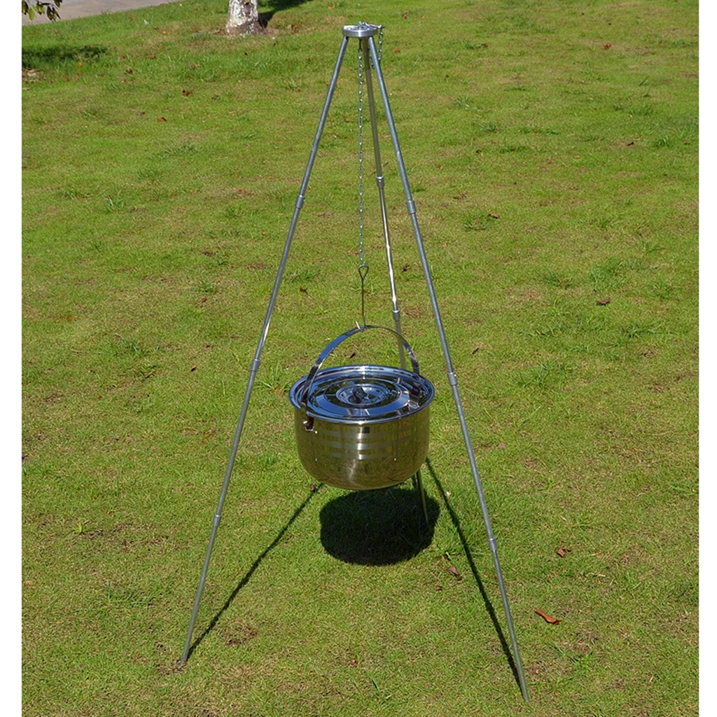 Tripod Camping Outdoor Cooking Campfire Picnic Pot Cast Iron Grill Oven