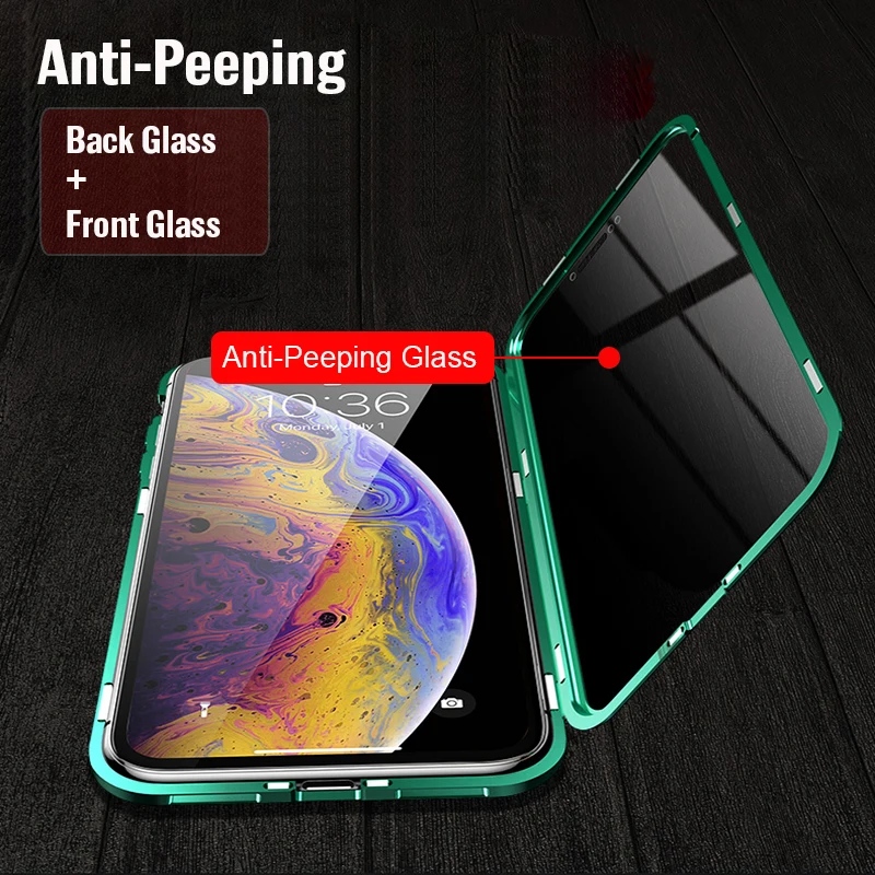 Anti-Peeping Phone case For iphone xs Max Coque Magnetic de iPhone XS XR Cover Metal Shockproof Case X S MAX |