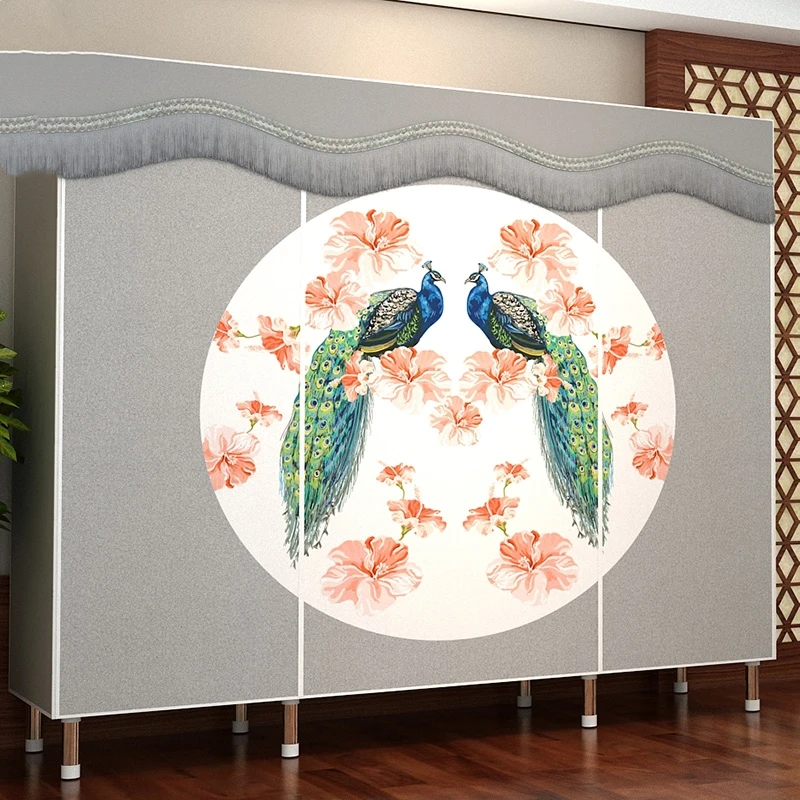 

Simple Cloth Wardrobe Economical Rental Room Cloth Kitchen Wardrobe Oxford Cloth Thickened Bold Steel Double Full Seal