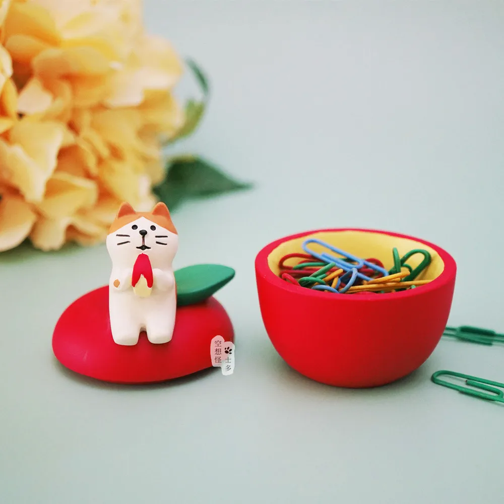 Cat Paper Clip Box Desktop Storage Tank Small Gift Resin clip