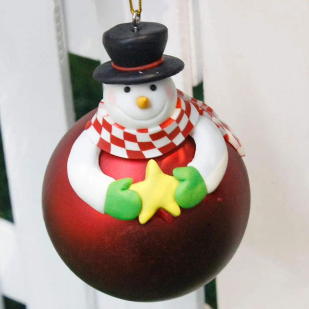 1 шт., Рождественский шар, Мультяшные красочные шары, милые Подвески на рождественскую елку, полимерный глиняный шар, блестящие шары, рождественские украшения - Цвет: Snowman