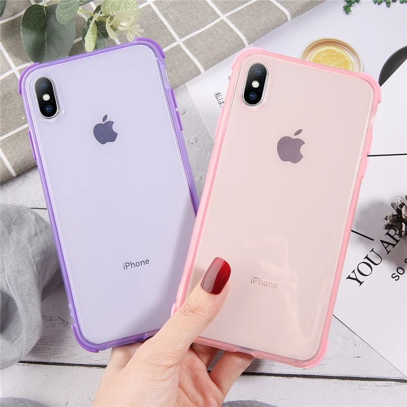 

ottwn Shockproof Bumper Transparent Silicone Phone Case For iPhone X XS XR XS Max 8 7 6 6S Plus Clear protection Back Cover