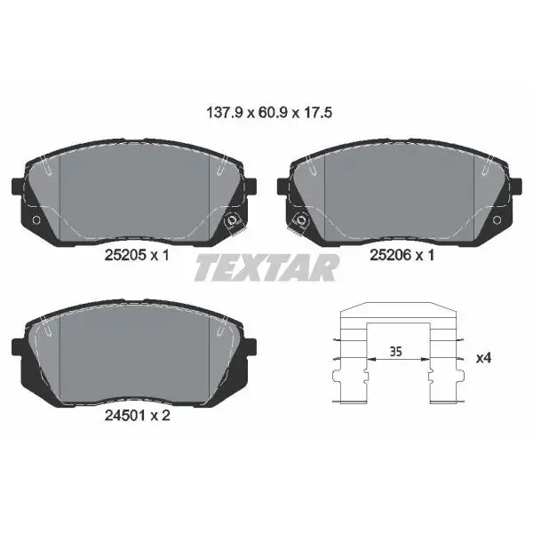 Disc pads front for KIA Carens 2.0CVVTi/CRDi 06 TEXTAR 252