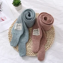 Корейские вязаные шерстяные однотонные мягкие теплые осенне-зимние плотные детские шали для мальчиков и девочек, шарфы, аксессуары-LHC