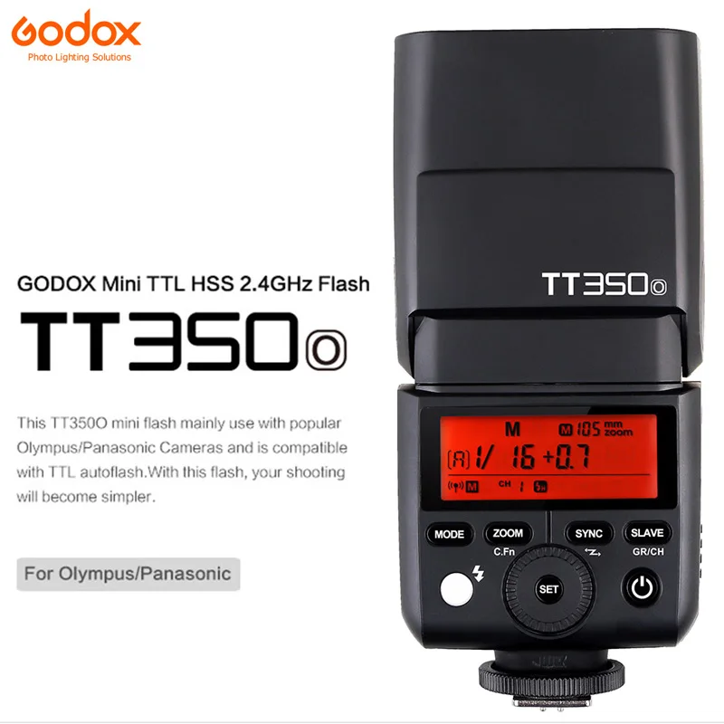 Вспышка Godox TT350O TTL Speedlite 1 / 8000s HSS GN36 Для беззеркальных камер Olympus/Panasonic | Электроника