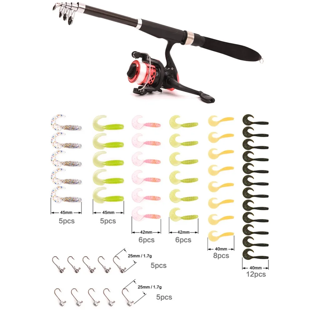 Набор Блесен для рыбалки, спиннинговое колесо, 42 шт., Мягкая приманка, 1 шт., рыболовные снасти, 10 шт., крючки с свинцовой головкой, 1,3 м, 1,6 м, набор рыболовных Удочек