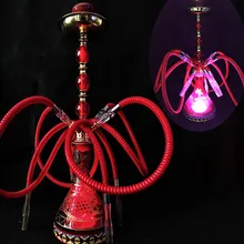 60 см Средний размер арабский двойной шланг стеклянный кальян путешествия кальян личности трубы набор бар KTV аксессуары R3391