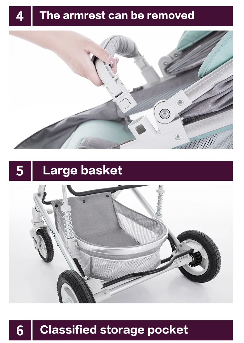 Wisesonle детская коляска с высоким видом, двунаправленная откидывающаяся детская коляска, четырехколесная тачка