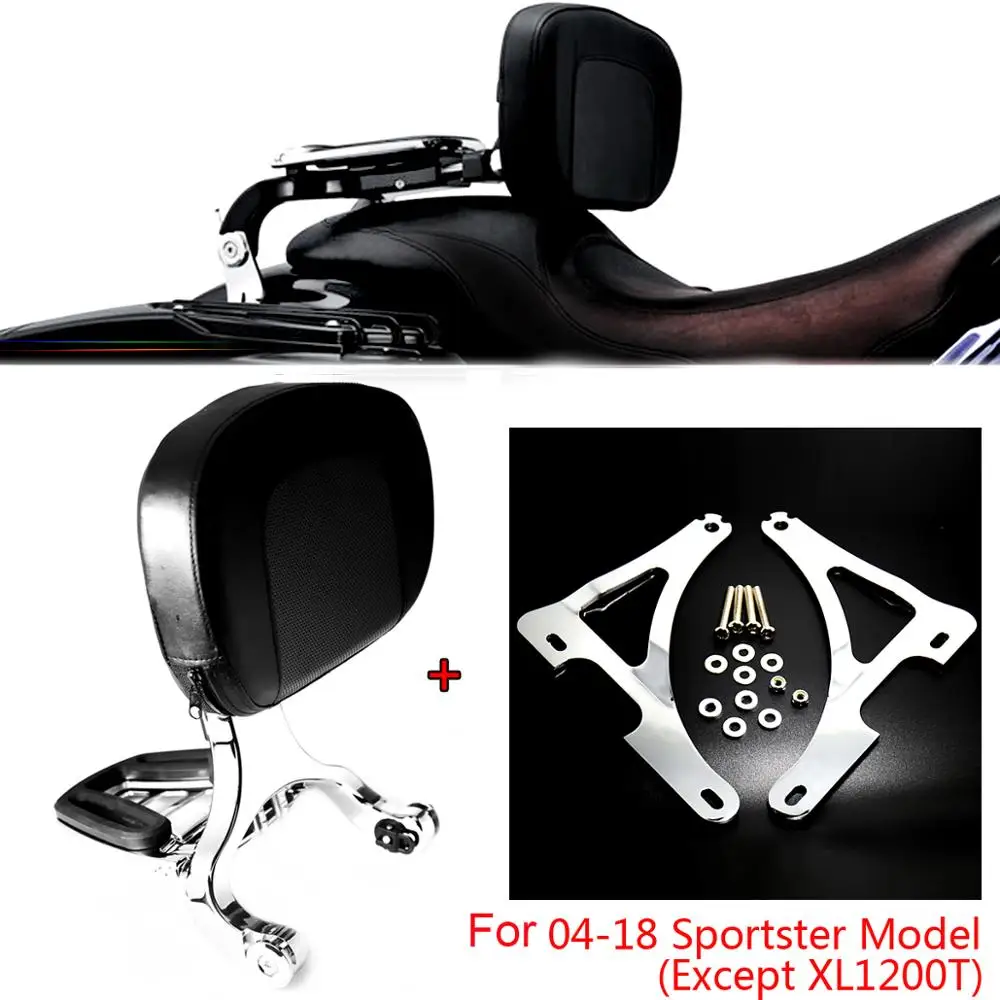 US $189.99 Chrome Fixed Mount Driver Passenger Backrest For Harley 20042014 2015 2016 2017 Sportster XL Iron 883 1200 48