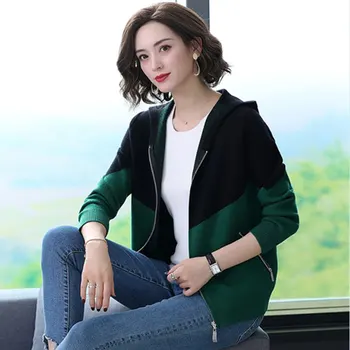 

2020 Winter Sweater Hooded cardigan Coat Women full sleeve winter Short jacket warm Knit cardigan jacket office lady pull femme